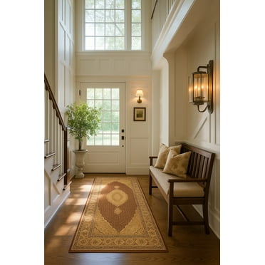 Rug Branch Traditional Moroccan  Red Beige Indoor Runner Rug - 3x10