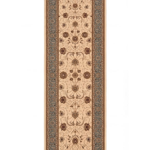 Rug Branch Traditional Persian Beige Blue Indoor Runner Rug - 3x15