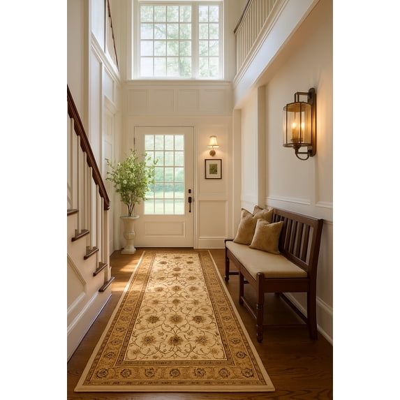 Rug Branch Traditional Persian Beige Cream Indoor Runner Rug - 2x13