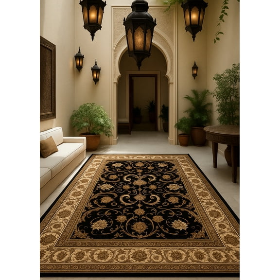 Rug Branch Traditional Persian Black Beige Indoor Area Rug - 5x7