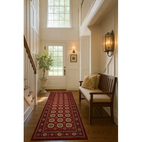 Rug Branch Traditional Persian Chobi Red Beige Indoor Runner Rug - 2x10