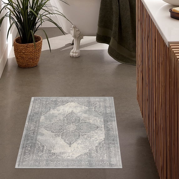 Rug Branch Transitional Moroccan South-Western Grey Beige Indoor Doormat Rug - 2x4