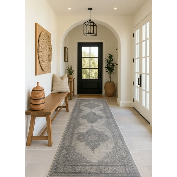 Rug Branch Transitional Moroccan South-Western Grey Beige Indoor Runner Rug - 2x13