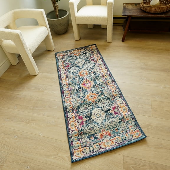 Rug Branch Transitional South-Western  Blue Beige Indoor Doormat Rug - 2x3