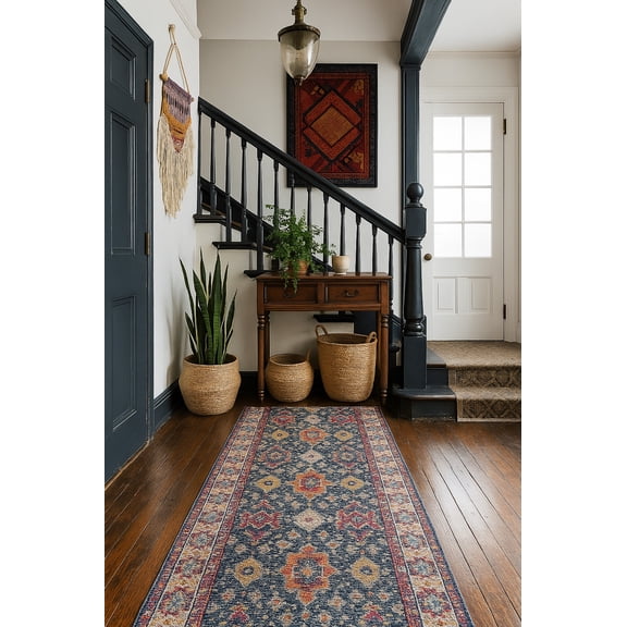 Rug Branch Transitional South-Western  Blue Beige Indoor Runner Rug - 2x15