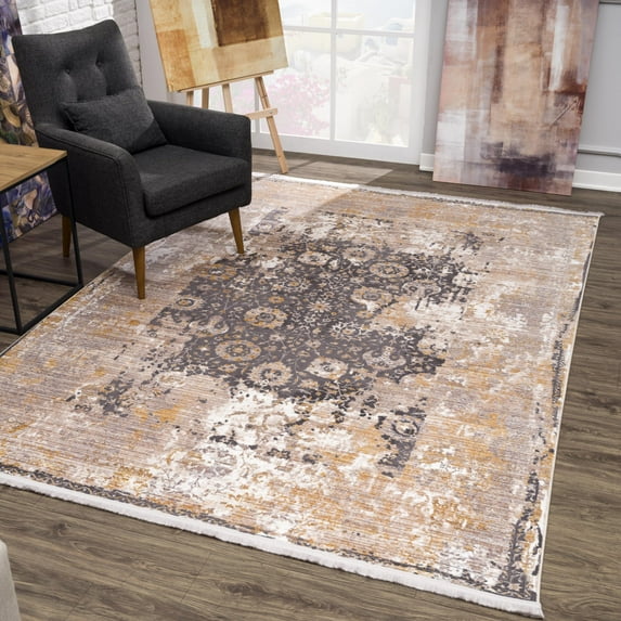 Rug Branch Transitional Vintage Classic Grey Beige Indoor Area Rug - 5x7
