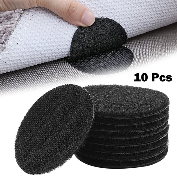 Rug Carpet Anti-Slip Pad Stickers 20 Pack, Round Non-Slip Grippers for Rugs Mats Carpets, Reusable Self-Adhesive Tape for Smooth Surfaces, Black PVC 60mm Diameter, Easy to Use and Remove