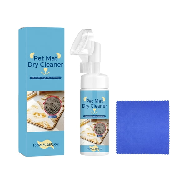 Rug Cleaner for Pets, No-Rinse Foam Dry Carpet Cleaner for Dog Blankets Mats and Upholstery, Deodorizing Pet Area Degreaser Blue