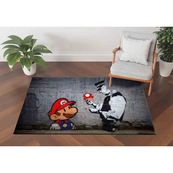 Rug, Custom Rug, Accent Rugs, Printed Graffiti Rugs, Customs Rug, Banksy Rugs Kitchen Rugs, Modern Rug, Banksy Rugs, Thick Rugs, 3.3'x5' - 100x150 cm