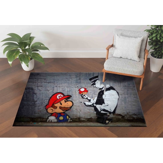 Rug, Custom Rug, Accent Rugs, Printed Graffiti Rugs, Customs Rug, Banksy Rugs Kitchen Rugs, Modern Rug, Banksy Rugs, Thick Rugs, 3.3'x9.2' - 100x280 cm