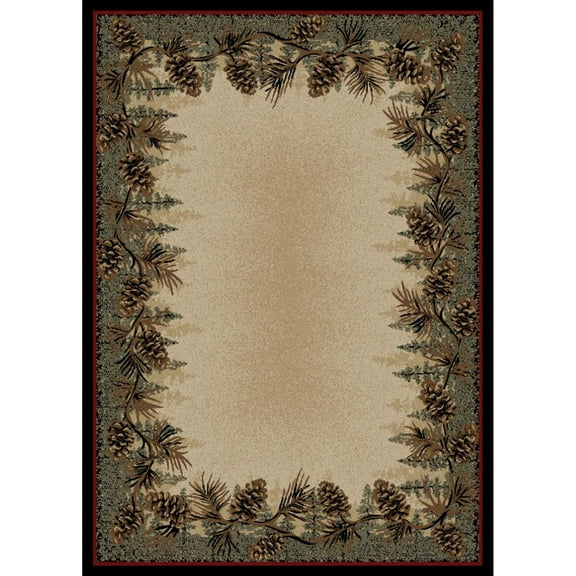 Rug Empire American Destination Mount Le Conte Pine Cone Lodge Rustic Area Rug 2'2" x 3'3" 2' x 3' Accent, Indoor Rectangle