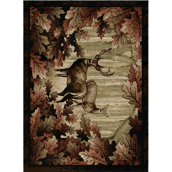 Rug Empire American Destination Whitetail Woods Deer Area Rug Multi 7'10" x 9'10" 8' x 10' Indoor Rectangle