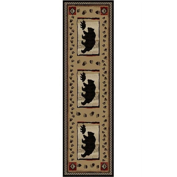 Rug Empire Mayberry Hearthside Take the Lead Bear Cabin Area Rug Brown 2'3" x 7'7" Runner 8' Runner Indoor Rectangle