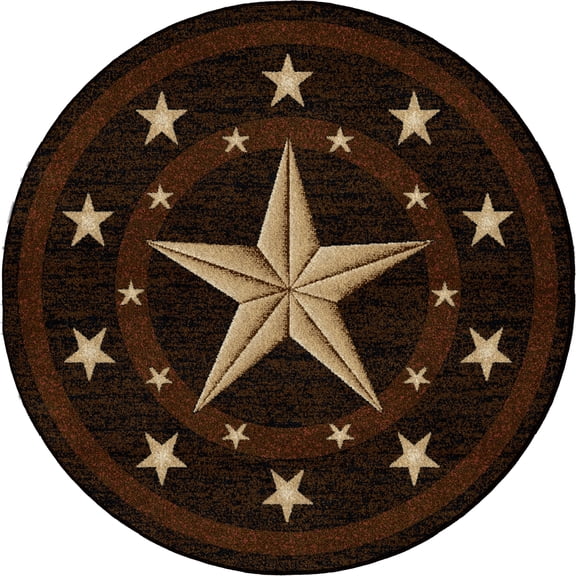 Rug Empire Mayberry Hearthside Western Star Lodge Area Rug Black 5'3" Round 6' Round Indoor Round