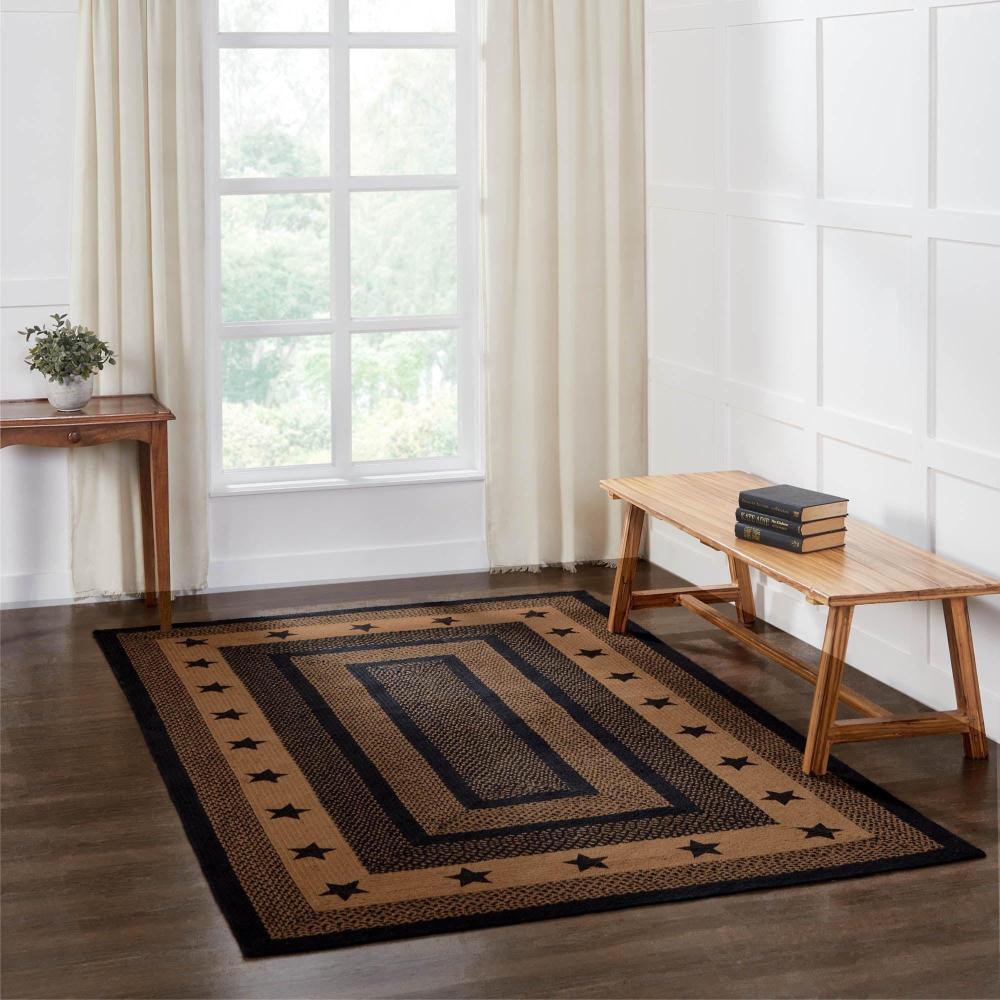 Rug Farmhouse Jute Primitive Stars No Slip Floor TCC Brands