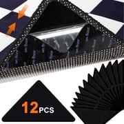 Rug Grippers, 12-Pcs Non Slip Tape Reusable Washable Carpet Hardwood Floor Area Rugs Tile Pad Grippers Keep Corners Flat