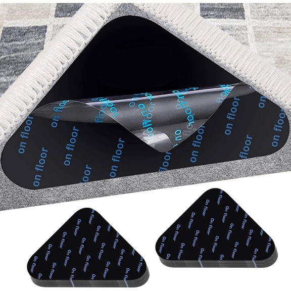 Rug Gripper Anti Slip Pads 10PCS Triangle Reusable Rug Grippers Carpet Stickers for Hard & Laminate Floors Strong Non Slip Mat Clips for Area Rugs, Living Room & Bedroom