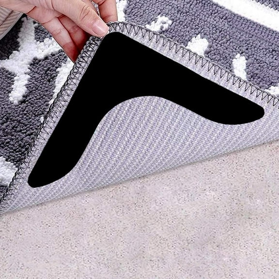 Rug Grippers, 8Pcs Anti Curling Carpet Tape Non Slip Rug Tape, Washable Reusable Rug Pad, Strong Adhesion and High Durability Corner Rug Grips for Hardwood Floors, Tile Floors, Carpets, Floor Mats