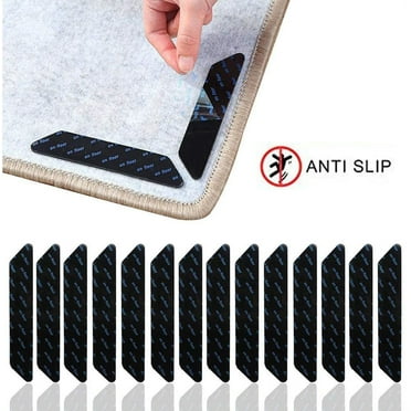 Rug Grippers, Anti Curling Rug Grippers, Non Slip Carpet Grippers, Adhesive Carpet Tape for Hardwood Floors Tile & All Surface(20 Pcs, Black)