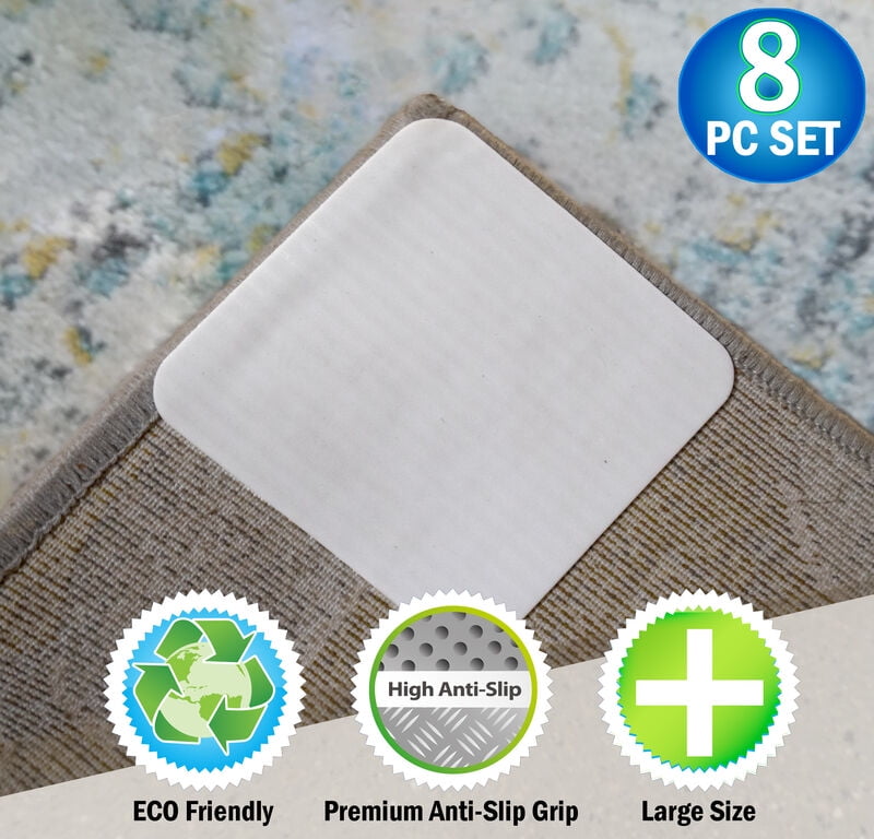 ZC GEL Rug Corner Grippers 8 Pcs, Reusable and Washable Rug Stoppers Keep  The Rug Stay in Place, Rug Sticker to Prevent Sliding for Area Rugs