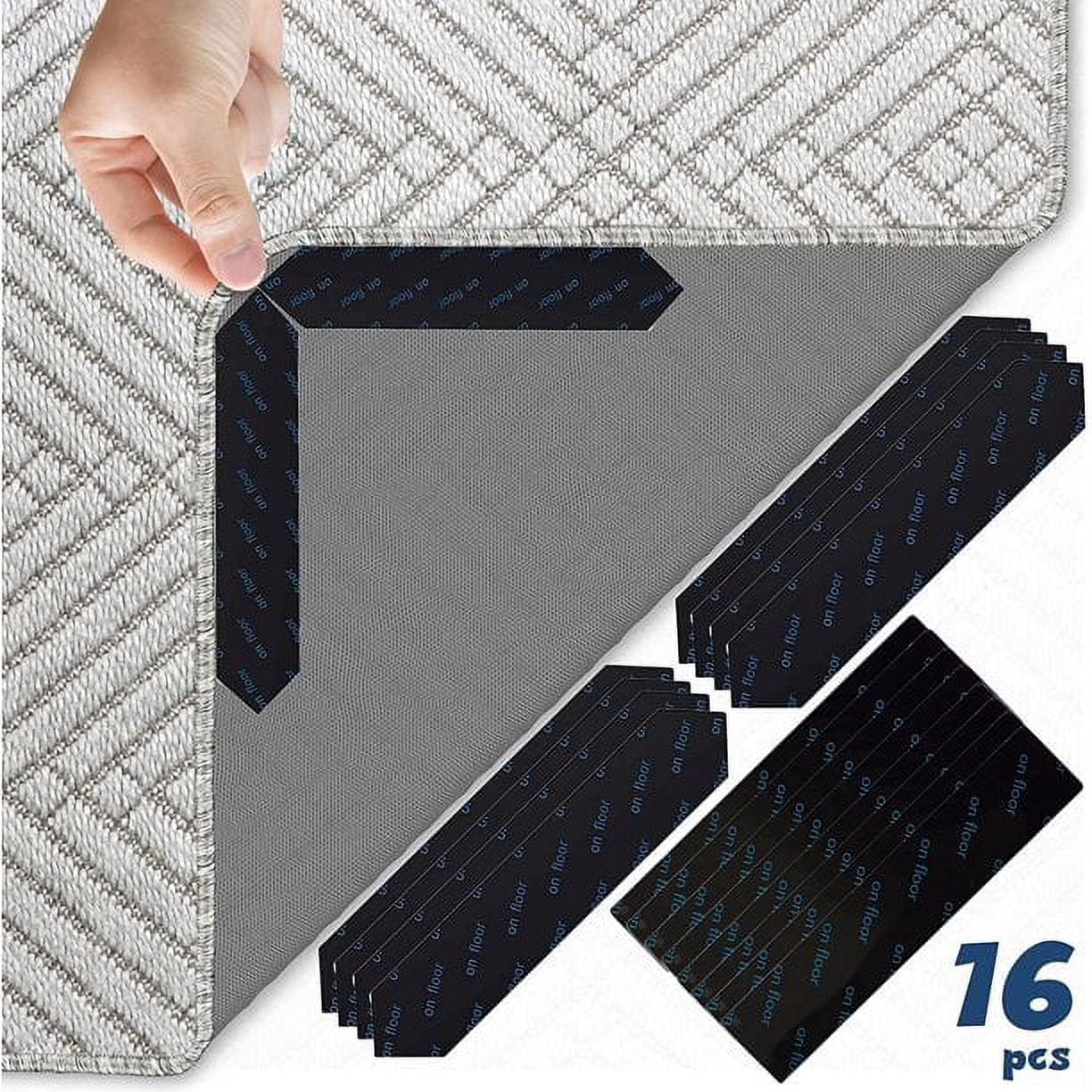 Amazon 16 pack rug corner grippers for area rugs on carpet to