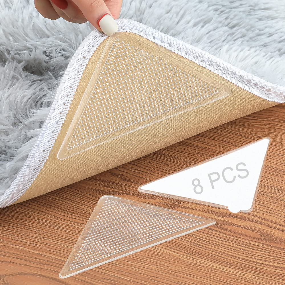 Rug Grippers, Triangle Anti Slip and Non Curling Carpet Gripper, Keep Rug in The Place and