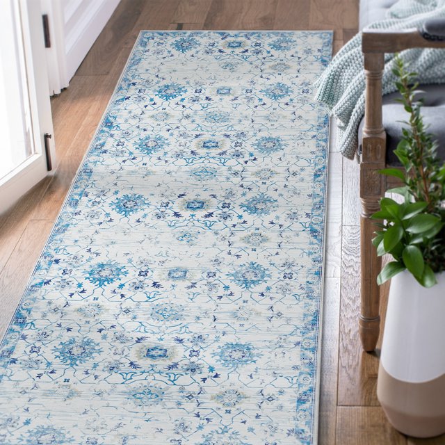 Rug King Kitchen Runner Vintage Runner 2x10 Blue Foldable Persian