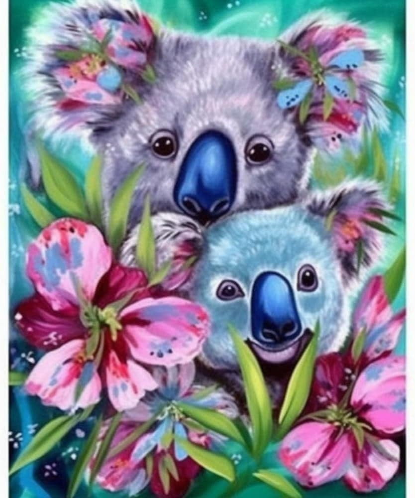 Rug Kits For Adults Latch Hook Printed Koala Mother And Baby Diy Crafts Crochet Yarn Handmade Embroidery With Printed Canvas Needlework For Home Decor