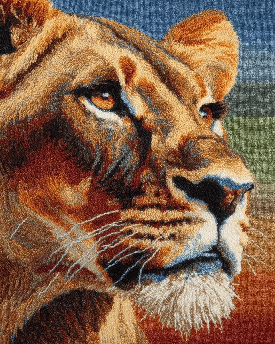 Rug Kits For Adults Latch Hook Pre Printed Lion Diy Crafts Crochet Yarn Handmade Embroidery With Printed Canvas Needlework For Home Decor