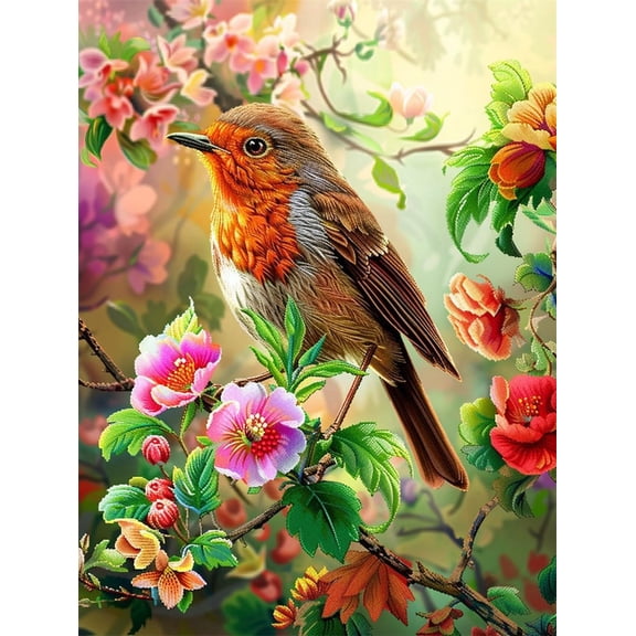 Rug Making Kits For Adults Latch Hook Birds On The Flowering Tree Crafts Crochet Yarn With Pre-Printed Diy Handmade Embroidery Needlework For Home Decoration