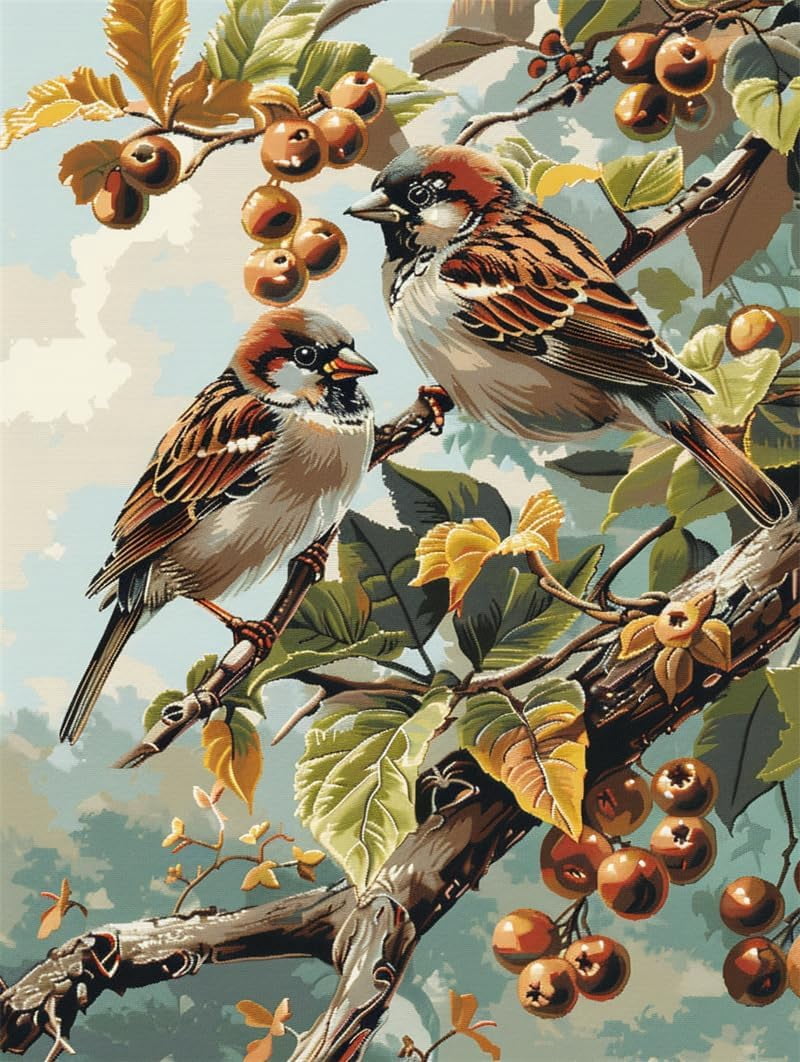 Rug Making Kits For Adults Latch Hook Birds In The Tree Crafts Crochet Yarn With Pre-Printed Diy Handmade Embroidery Needlework For Home Decoration