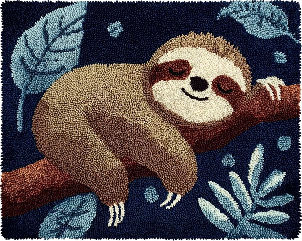 Rug Making Kits For Adults Latch Hook Cute Sloth Crafts Crochet Yarn With Pre-Printed Diy Handmade Embroidery Needlework For Home Decoration