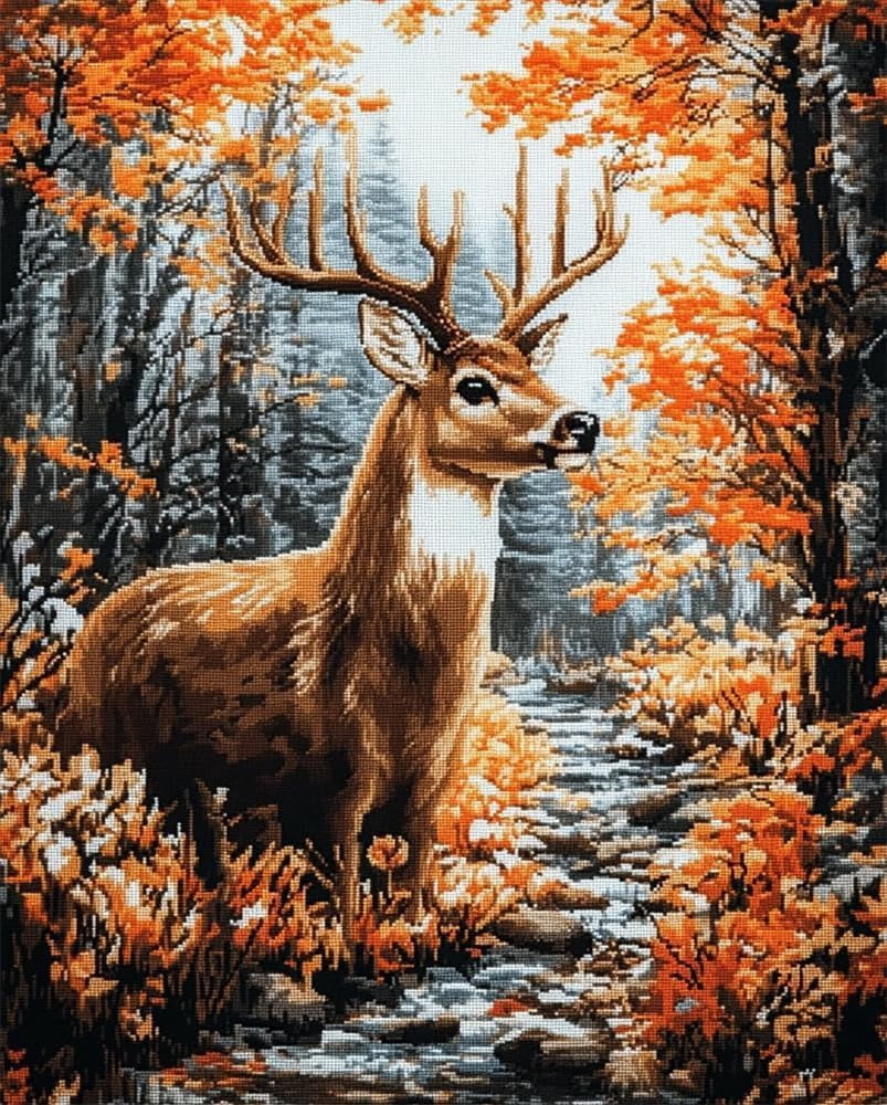 Rug Making Kits For Adults Latch Hook Jungle Deer Crafts Crochet Yarn With Pre-Printed Diy Handmade Embroidery Needlework For Home Decoration