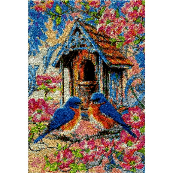 Rug Making Latch Hooking Kit,Birdhouse Rug Making Latch Hooking Kit ,Creative Craft Home Decor Ideal for Learning Rug Making