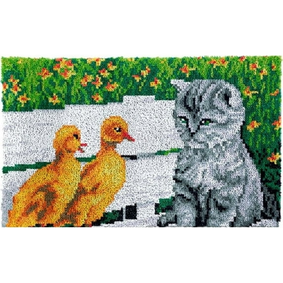 Rug Making Latch Hooking Kit | Cat with Ducks