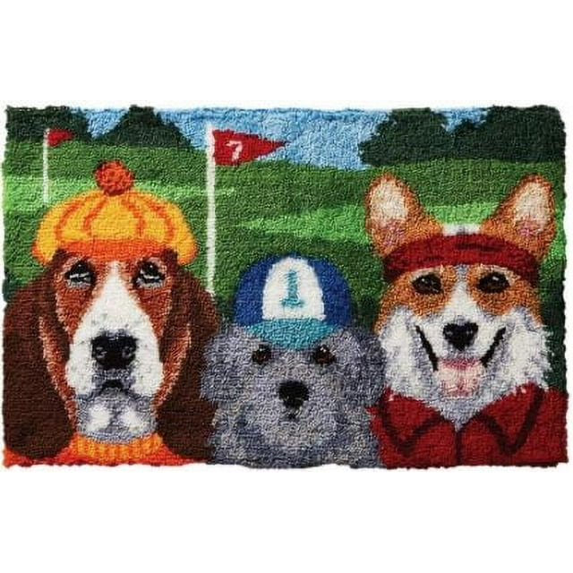 Rug Making Latch Hooking Kit Dogs Playing Golf