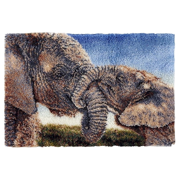 Rug Making Latch Hooking Kit，Elephant Hug Latch Hook Kit ,Creative Craft Home Decor Ideal for Learning Rug Making