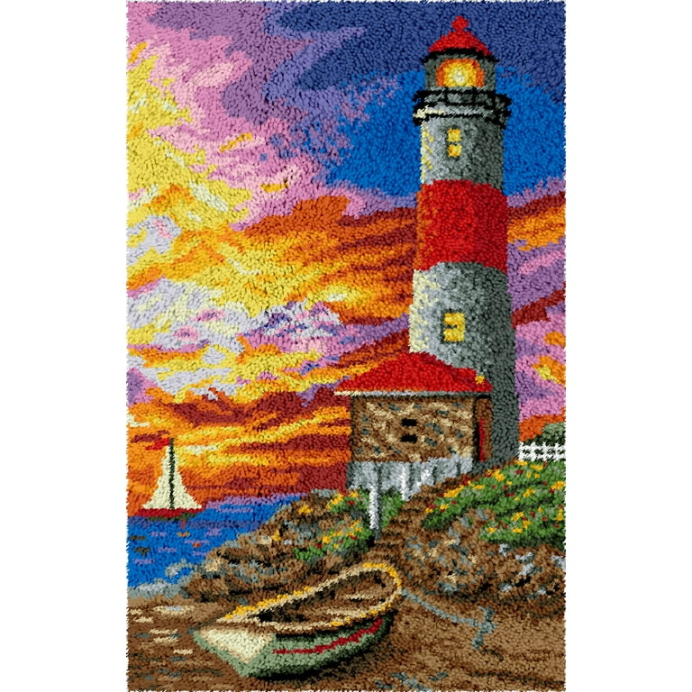 DIY Latch Hook Rug Material Kit Sunset Pattern Rug Embroidery Kits Latch  Hook Rug Making Kits Blanket Making Kit for Adults Beginner