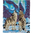 thumbnail image 1 of Rug Making Latch Hooking Kit | Wolves Howling at Aurora, 1 of 8