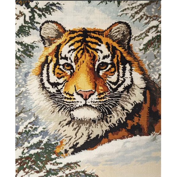 Rug Making Tiger Diy Latch Hook Pillow Kit,Pattern Cushion Kit For Adults Beginners,Latch Hook Set With Pre-Printed Canvas Soft Yarn,Perfect Creative Craft For Home Decor