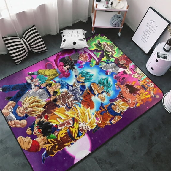 Rug Non-Slip Floor Mats 60x39in Water Goku Anti-Slip Flannel Carpet Mat For Living Room Bedroom & Office