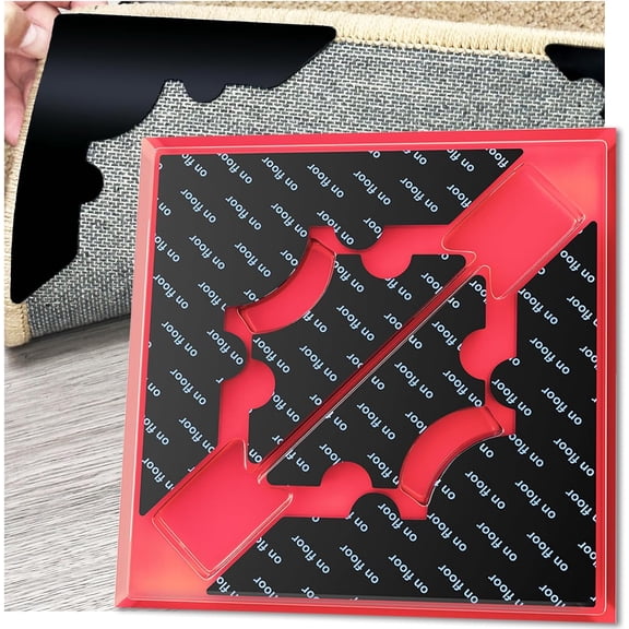 Rug Non Slip Grippers, Reusable Rug Tape Stickers for Hardwood Floors and Tiles, Strong Carpet Gripper for Area Rugs, No Damaging for Floor, 8Pcs