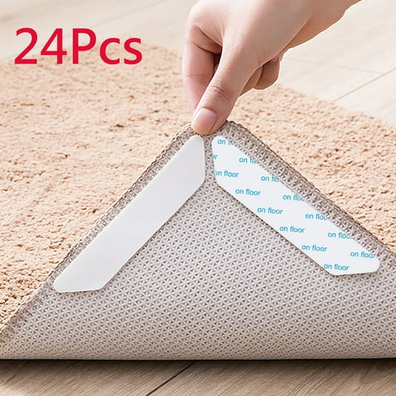 LNGOOR 24 Pcs Rug Pad, Carpet Rug Grippers Rreusable Non-Slip Anti-Curling Carpet Tape for Hardwood Floors and Tile