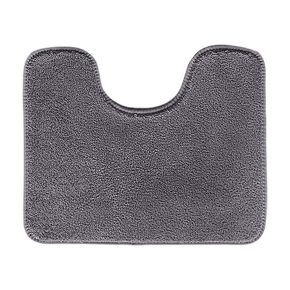 Rug Pad, Luxury Toilet Rugs U Shaped Washable Bath Rugs for Bathroom Non Sliping Extra Soft And Absorbent Microfiber Bath Mat Plush Comfortable Contours Bath Rugs, Dark Gray