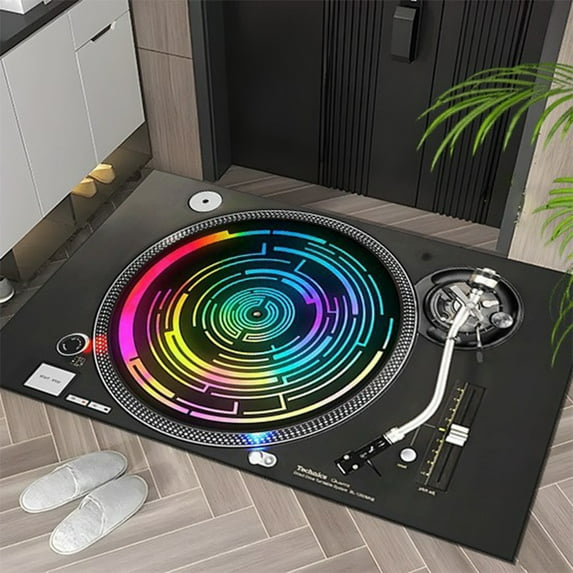 Rug Record Player Creatives Policy Radio Floor Mat Carpet Home Living Room Door Mat Dirt-resistants Non-slip Floor Mat Washable Rug Hot Pink 40x60cm