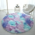 thumbnail image 1 of Rug Round Rug Blue Purple Rainbows Rug Suitable for Children's Room Decoration Suitable for Girls Bedroom Nursery Classroom Soft Plushs Rug Washable Rug Blue 80x80cm, 1 of 6