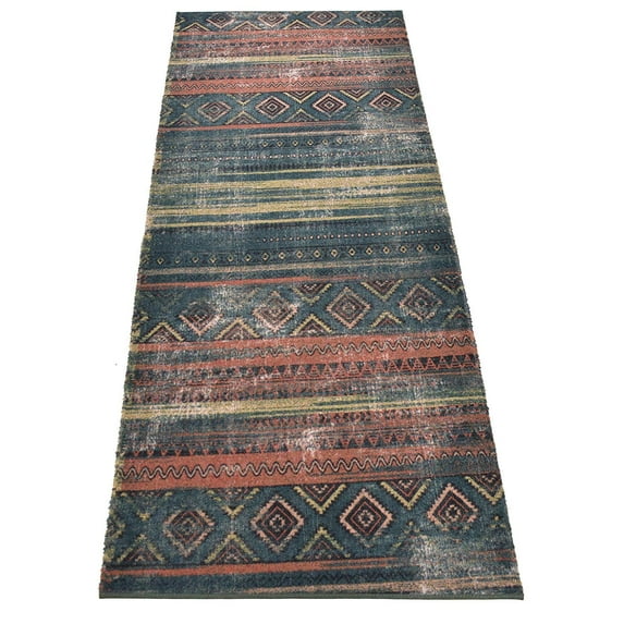 Rug Runner Custom Size Antique Vintage Look Distressed Southwestern Tribal Design Cut to Size Runner Rug By Feet.
