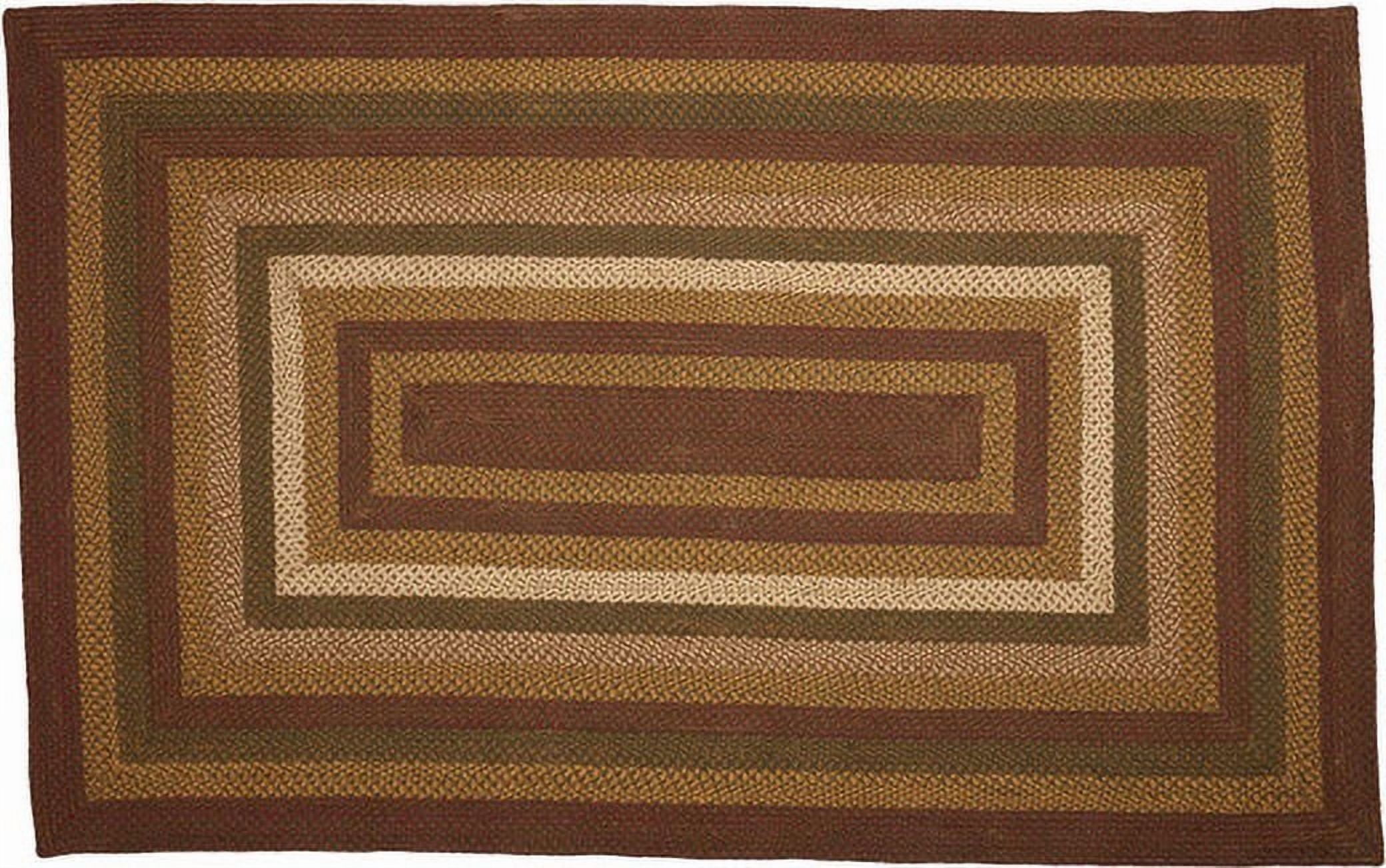 VHC Brands Tea Cabin Rustic Jute Green Striped Accent Rug Rectangle w/Floor Pad 20"x30"