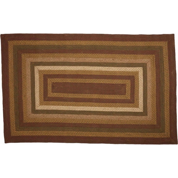 VHC Brands Tea Cabin Rustic Jute Green Striped Accent Rug Rectangle w/Floor Pad 20"x30"