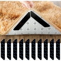 Rug Tape, 20 Pcs Non Slip Gripper for Hardwood Floors, Reusable Washable Grippers for Rugs, Carpet Gripper with Carpet Tape, Rug Stoppers to Prevent Sliding (Black)